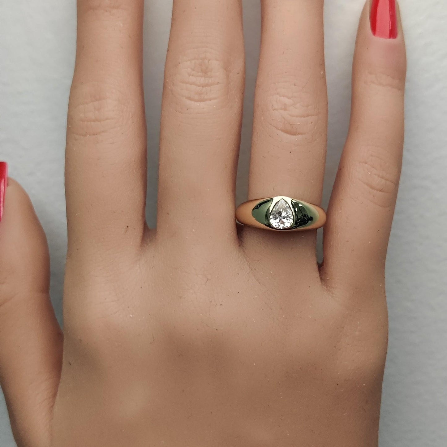 Natural White Pear Diamond 0.52 Carat TW Yellow Gold Cocktail Band