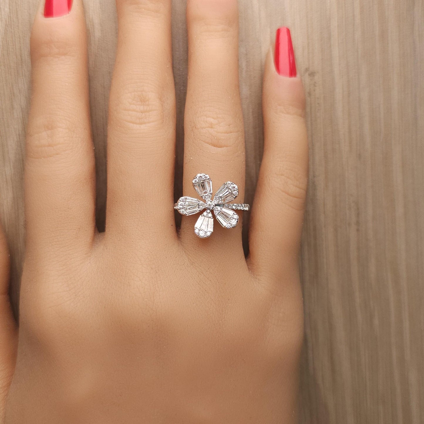 Natural White Trapezoid Diamond 1.00 Carat TW White Gold Cocktail Ring