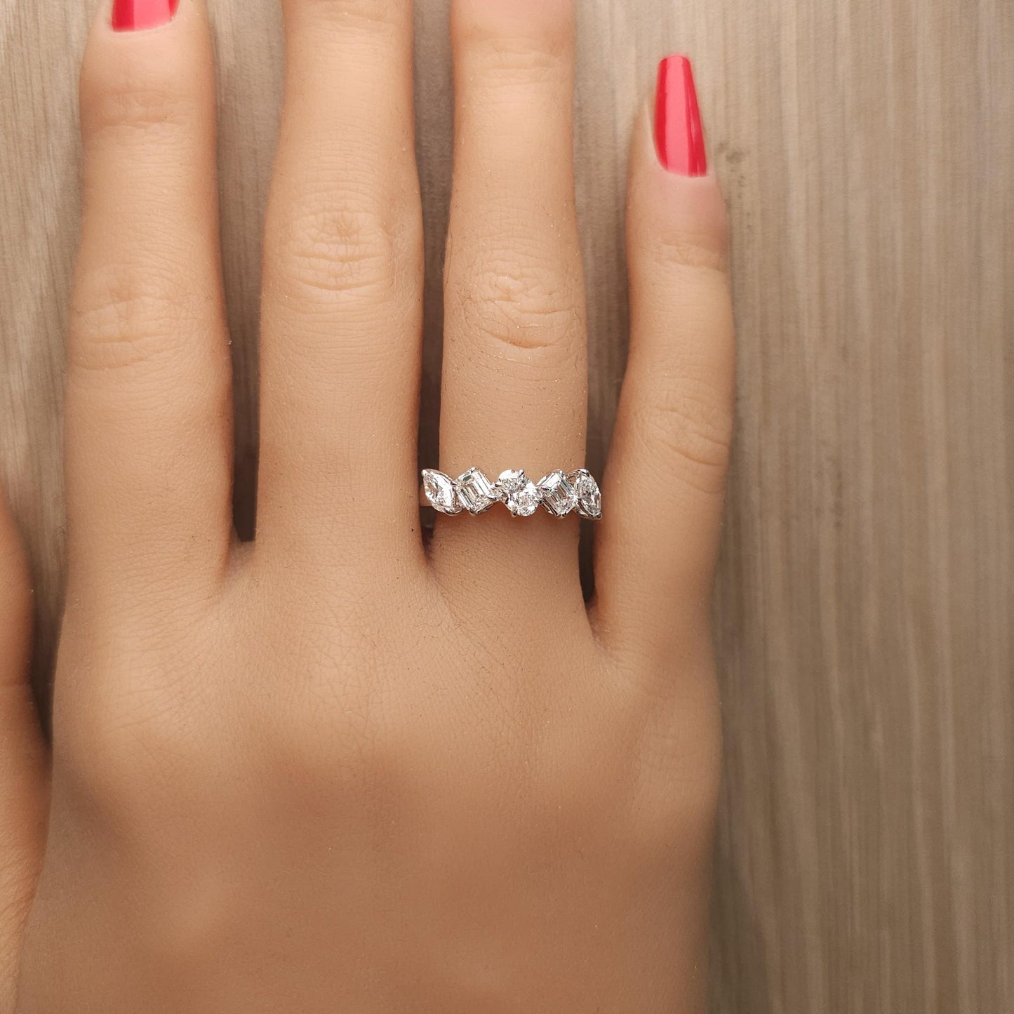 Natural White Emerald Diamond 1.38 Carat TW White Gold Cocktail Ring