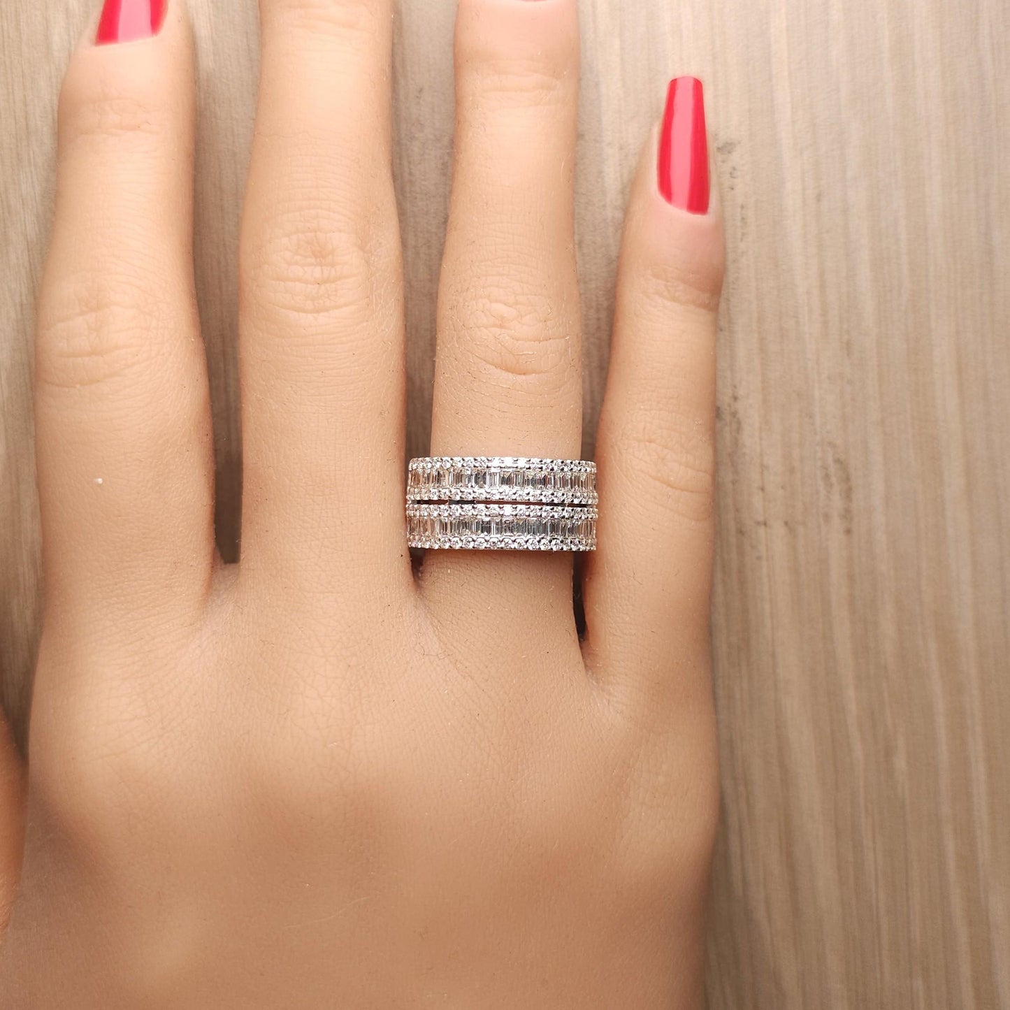 Natural White Baguette Diamond 1.56 Carat TW White Gold Cocktail Ring