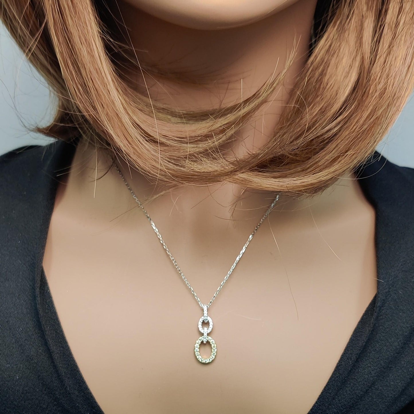 Natural Yellow Round and White Diamond .39 Carat TW Gold Drop Pendant