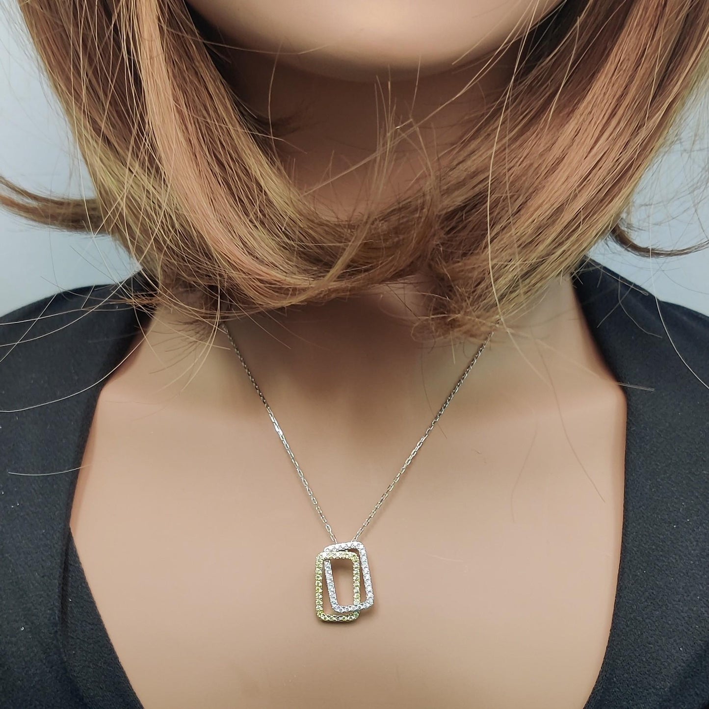 Natural Yellow Round and White Diamond 0.66 Carat TW Gold Drop Pendant