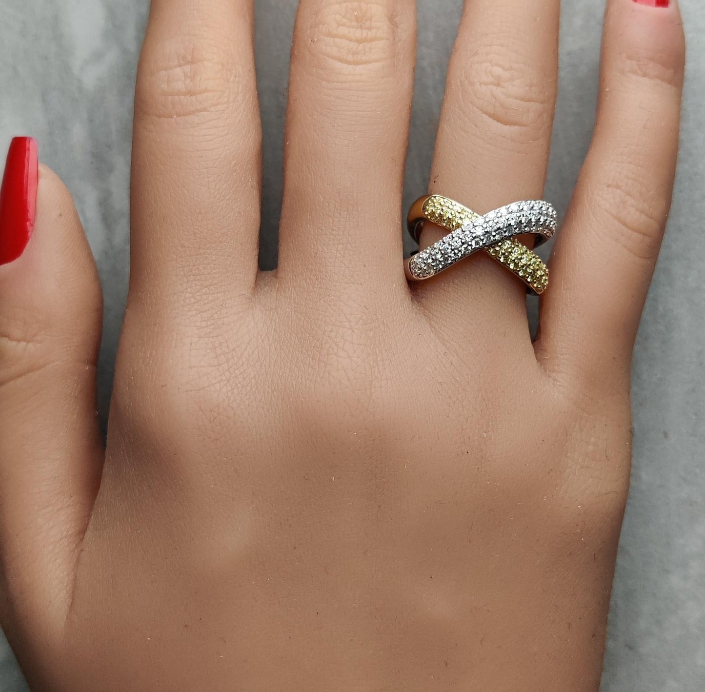 Natural Yellow Round and White Diamond .99 Carat TW Gold Cocktail Band