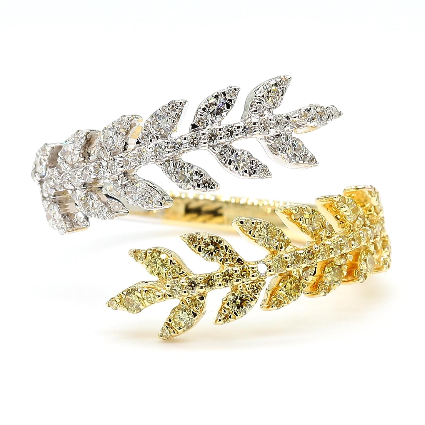 Natural Yellow Round Diamond 0.65 Carat TW Gold Cocktail Ring