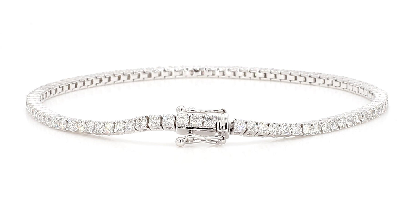 Natural White Round Diamond 2.53 Carat TW White Gold Tennis Bracelet