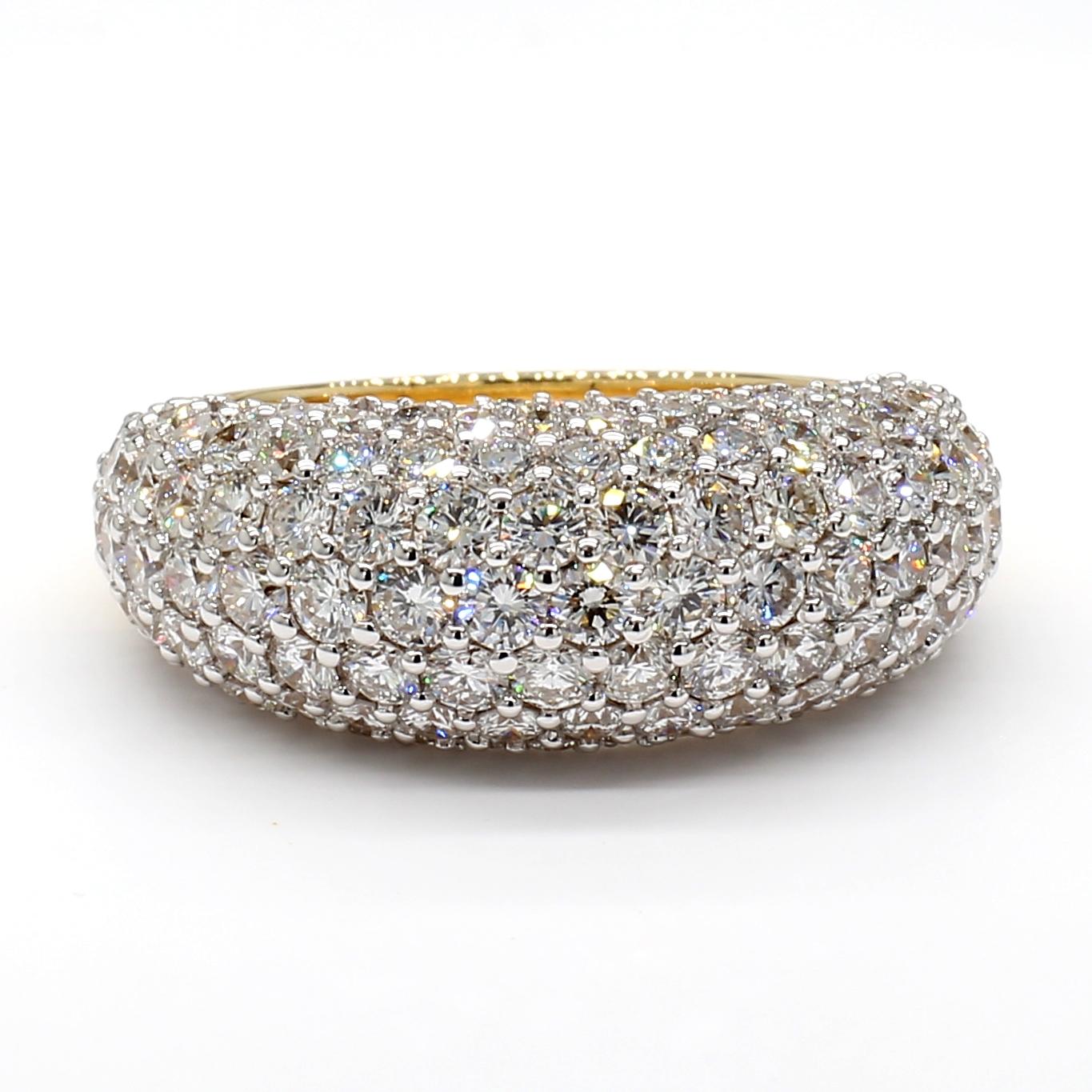Natural White Round Diamond 3.53 Carat TW White Gold Cocktail Band