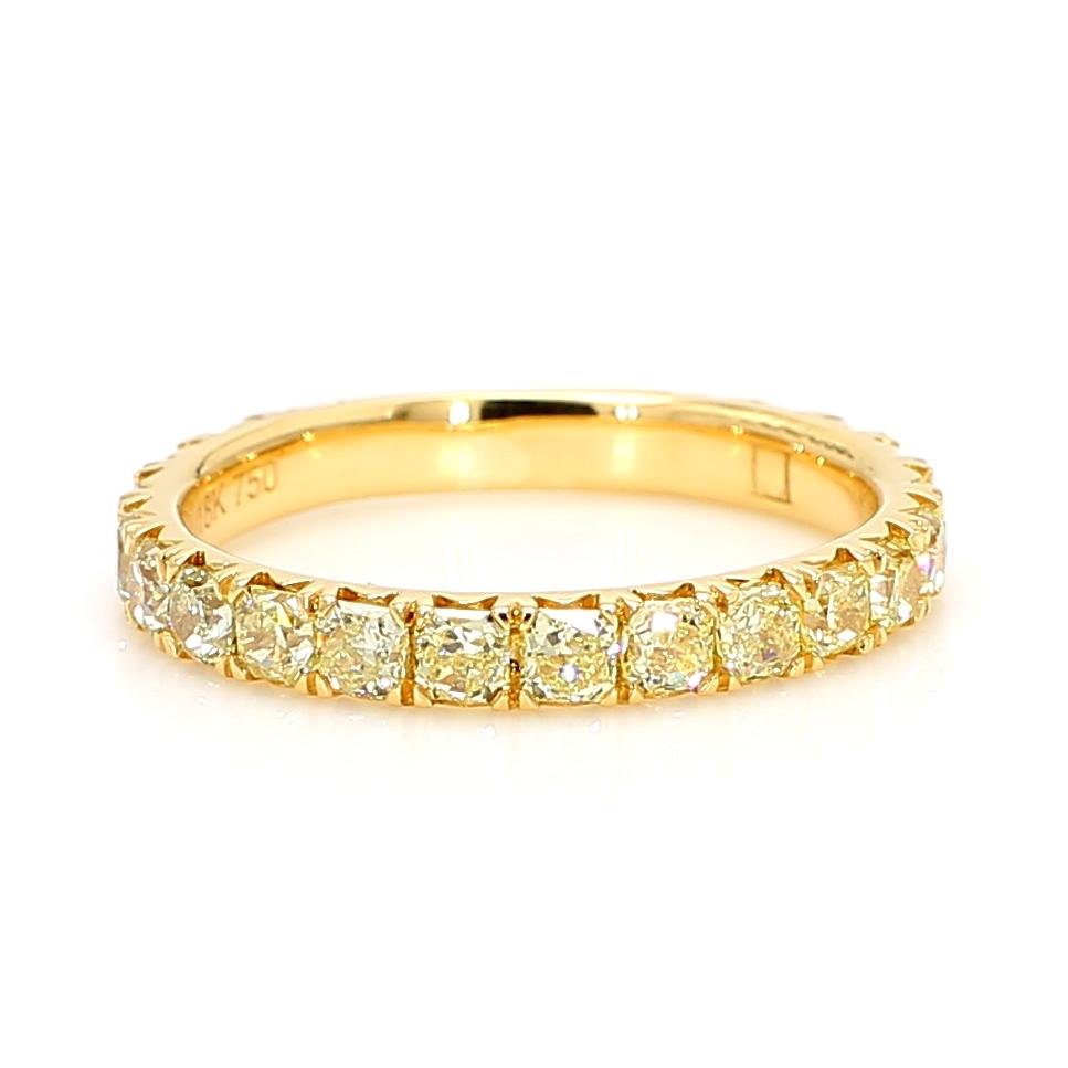 Natural Yellow Radiant Diamond 1.14 Carat TW Yellow Gold Eternity Band