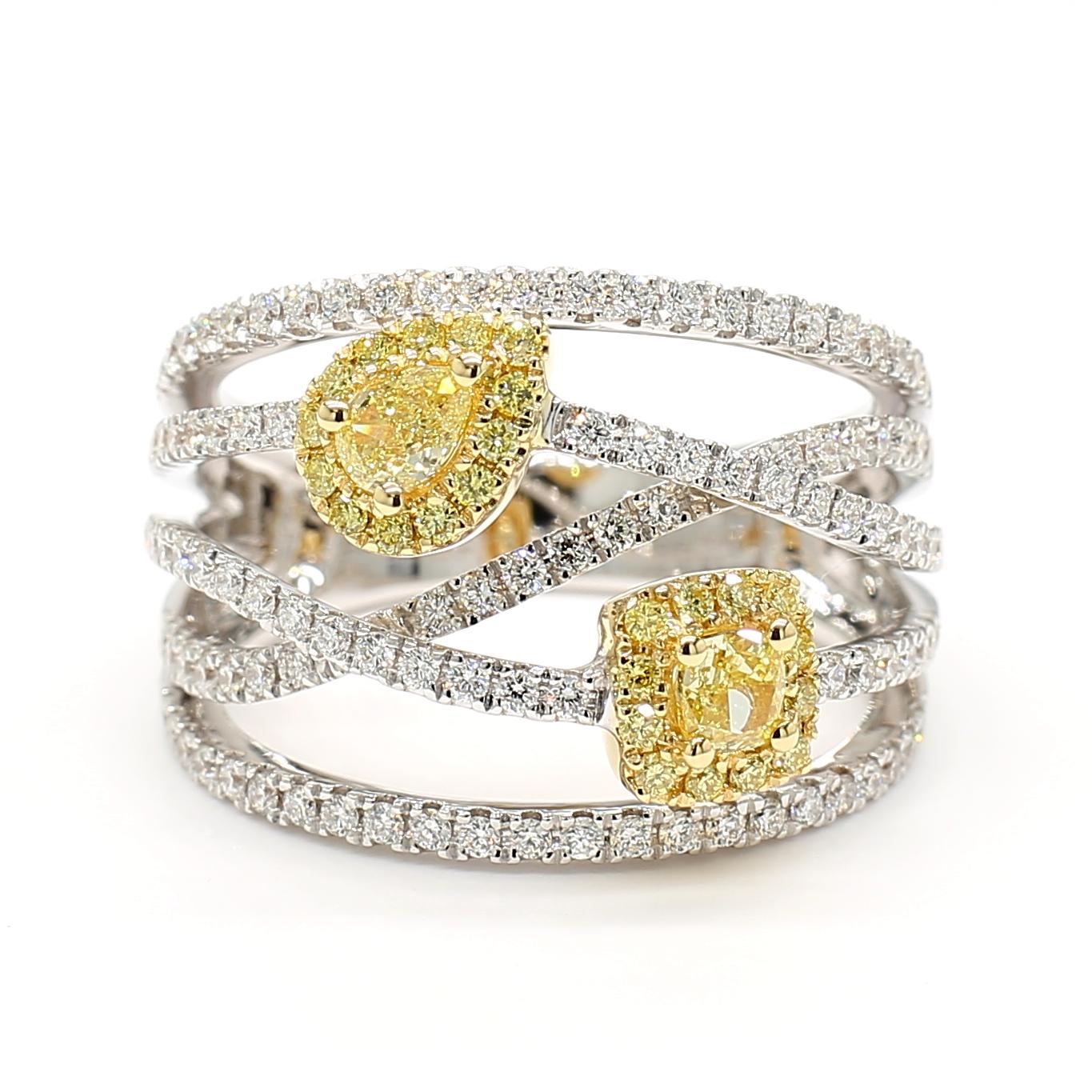 Natural Yellow Pear Diamond 1.16 Carat Tw Gold Cocktail Ring