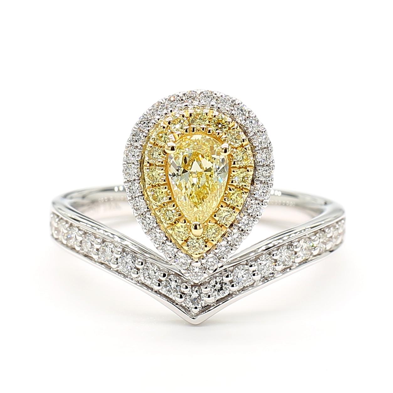 Natural Yellow Pear Diamond 0.79 Carat Tw Gold Cocktail Ring