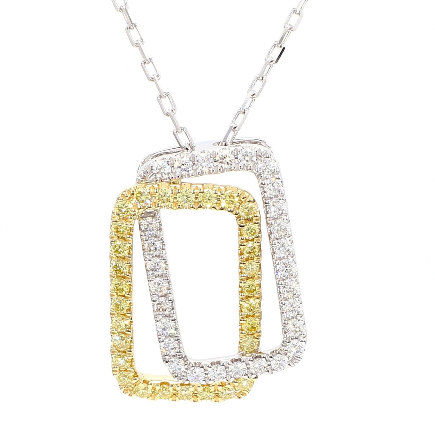 Natural Yellow Round and White Diamond 0.66 Carat TW Gold Drop Pendant