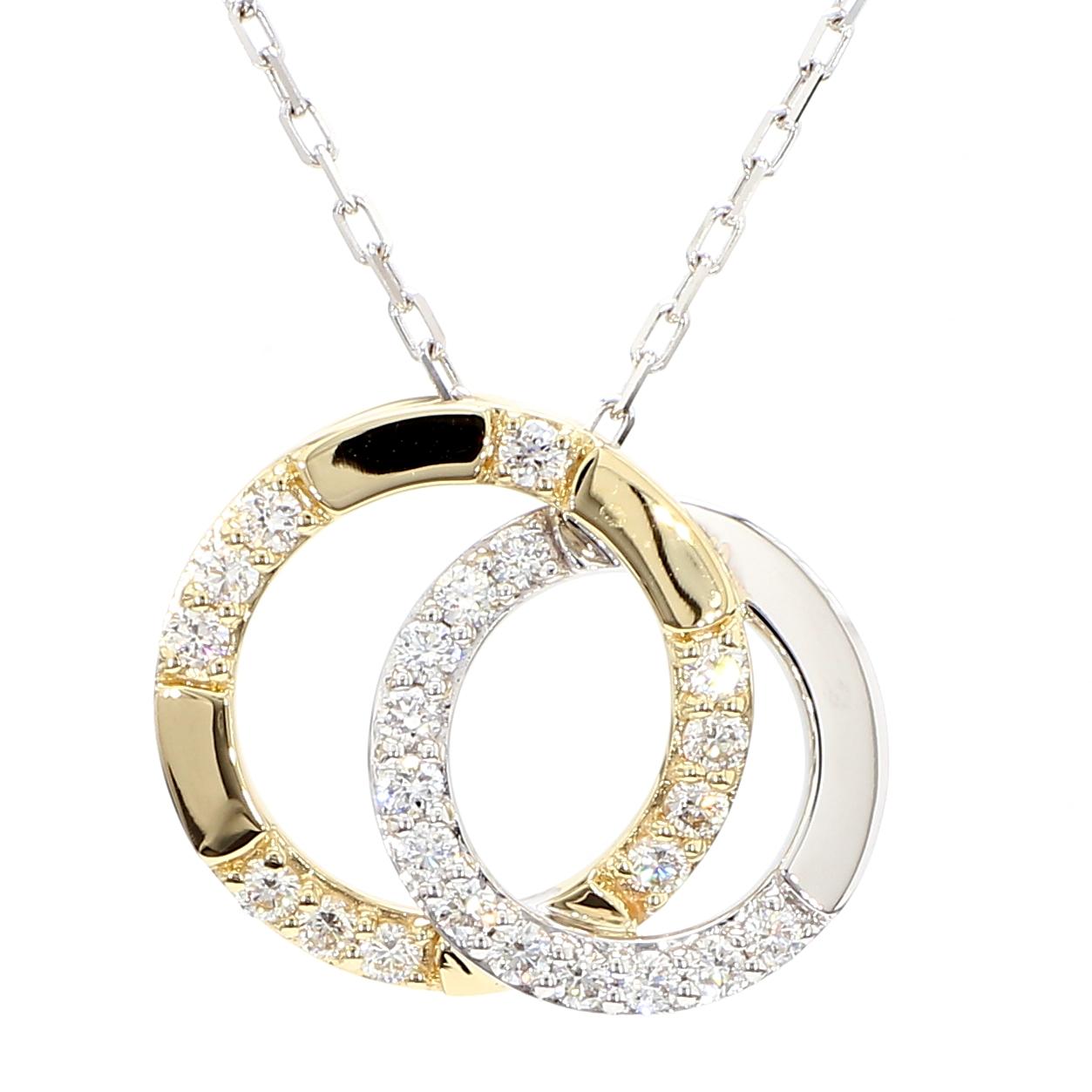 Natural White Round Diamond 0.47 Carat TW Gold Drop Pendant
