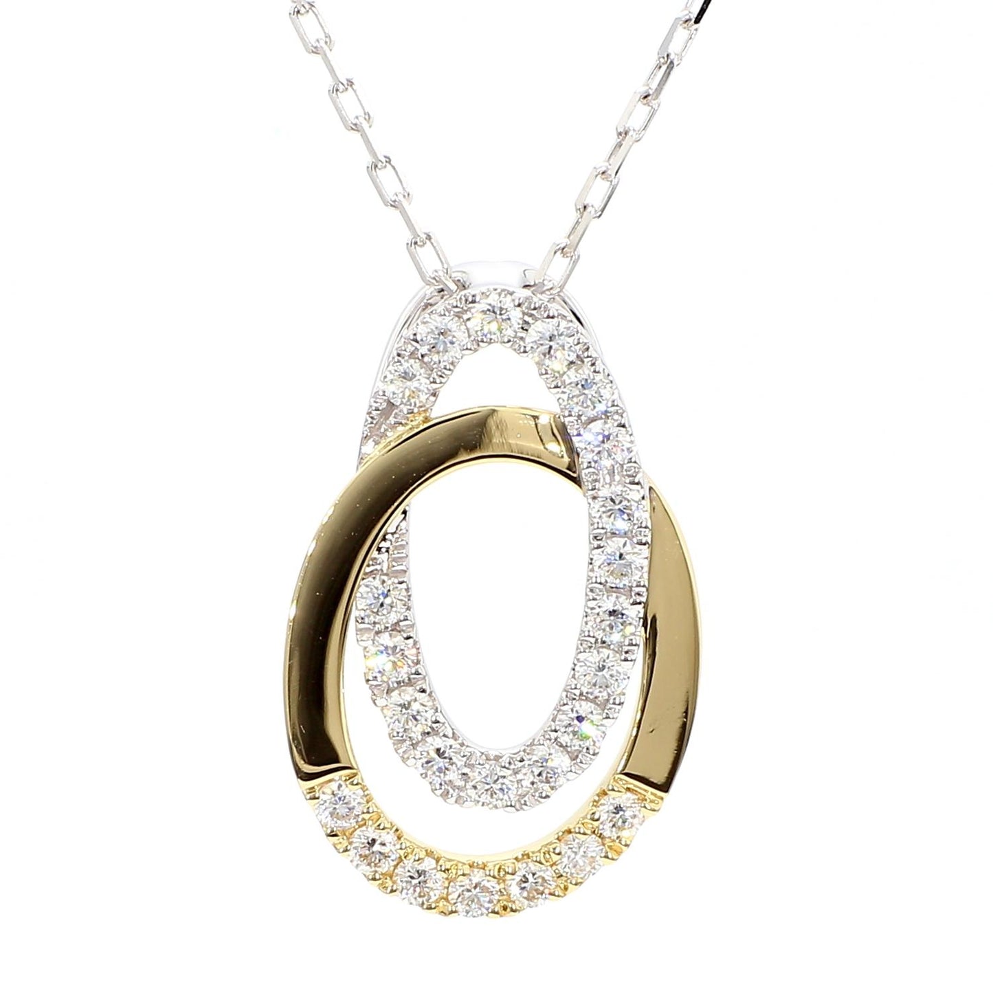 Natural White Round Diamond 0.53 Carat TW Gold Drop Pendant