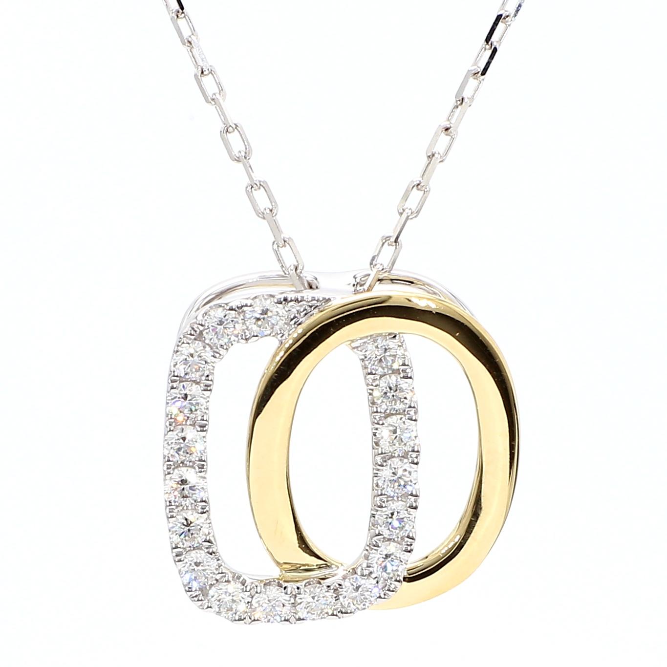 Natural White Round Diamond 0.47 Carat TW Gold Drop Pendant