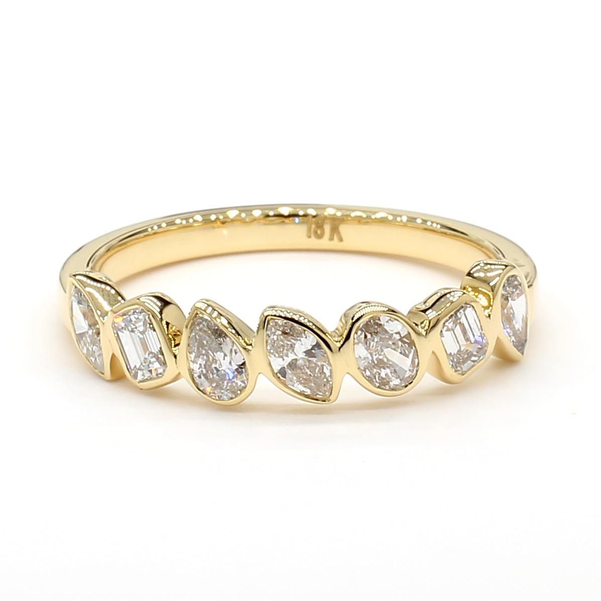 Natural White Emerald Diamond 0.73 Carat TW Yellow Gold Cocktail Band