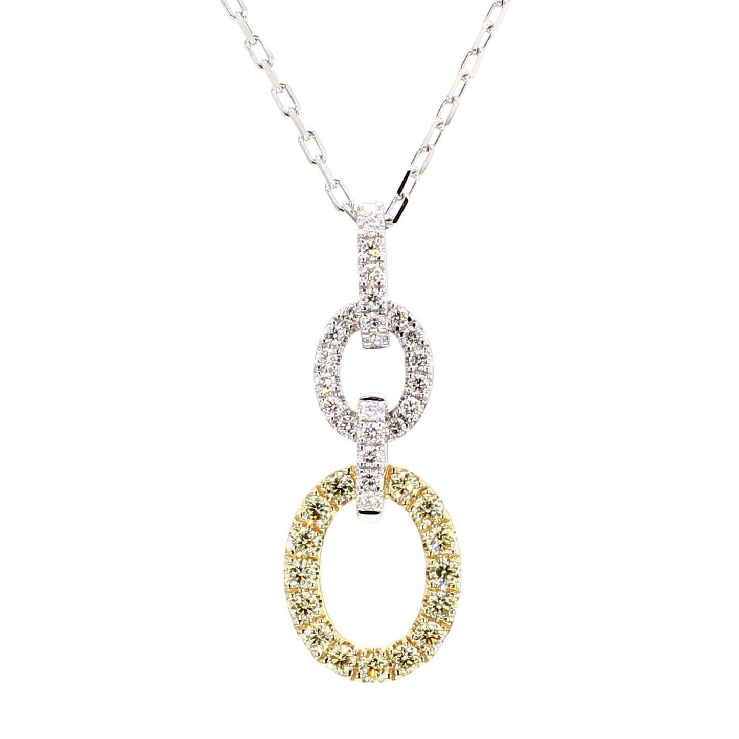 Natural Yellow Round and White Diamond .39 Carat TW Gold Drop Pendant