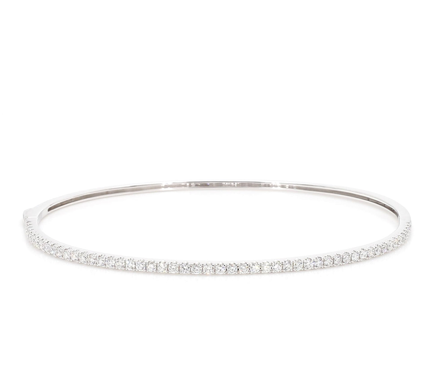 Natural White Round Diamond 0.82 Carat TW White Gold Cuff Bracelet
