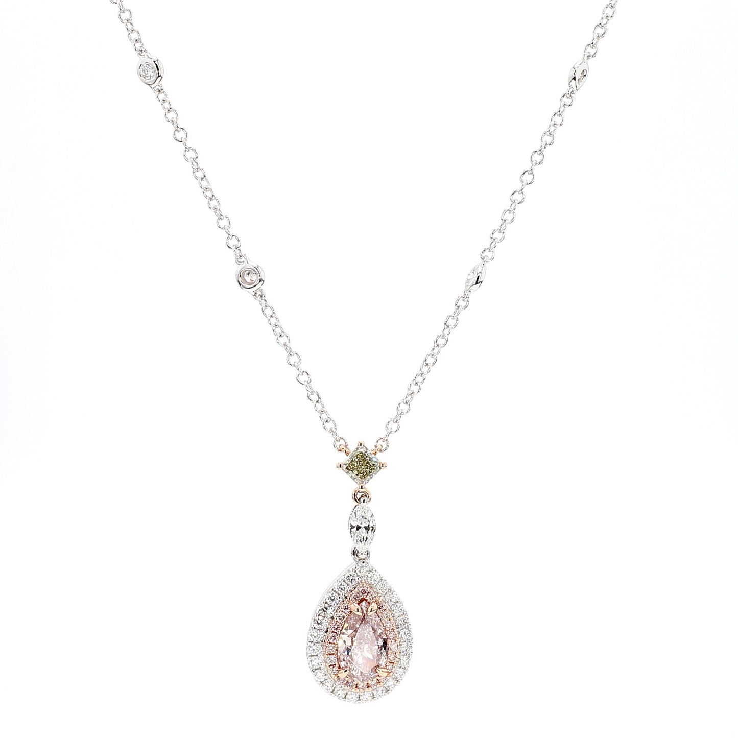 GIA Certified Fancy Brown-Pink Pear Diamond 1.92 Carat TW Gold Drop Pendant