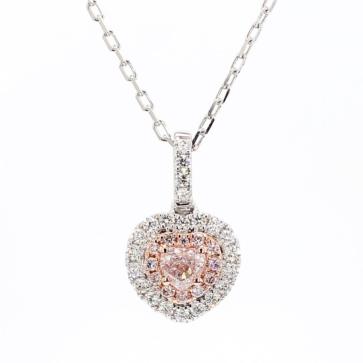 GIA Certified Natural Pink Heart Diamond 0.52 Carat TW Gold Drop Pendant