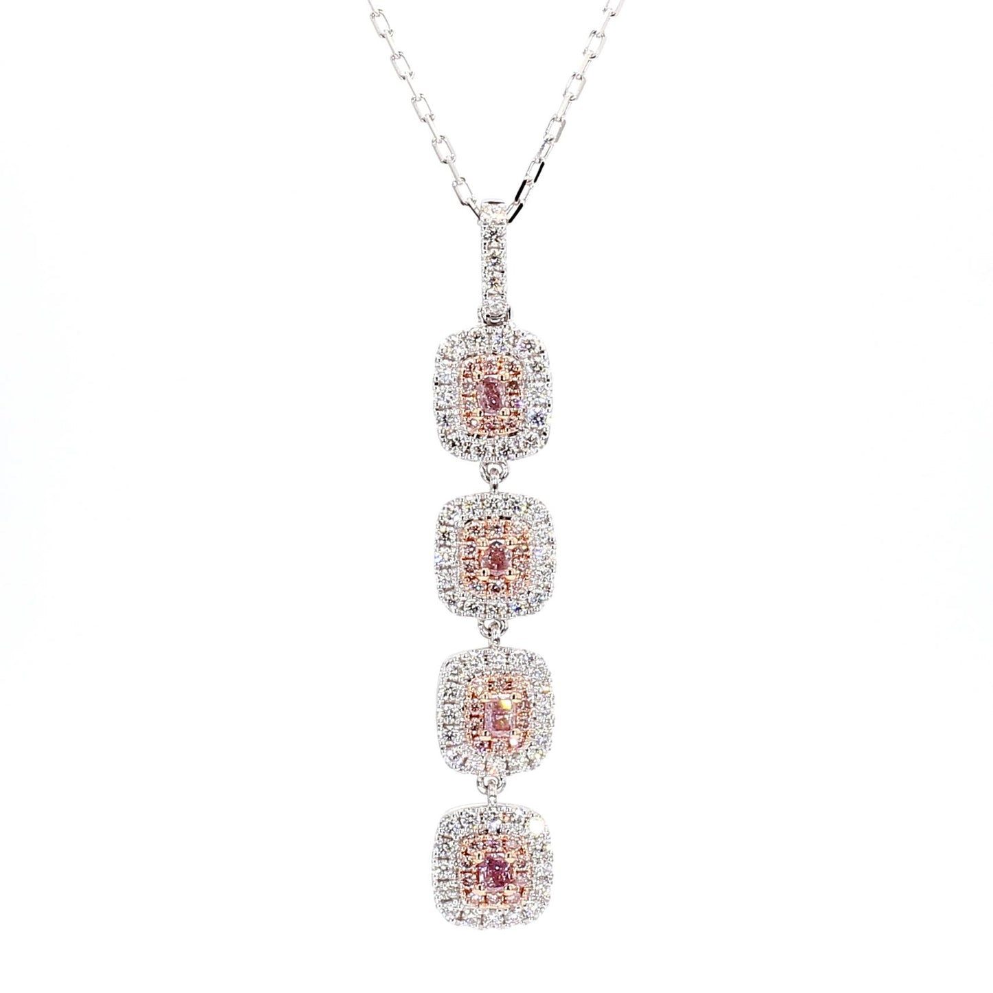 IGI Certified Fancy Pink Radiant Diamond 0.96 Carat TW Gold Drop Pendant