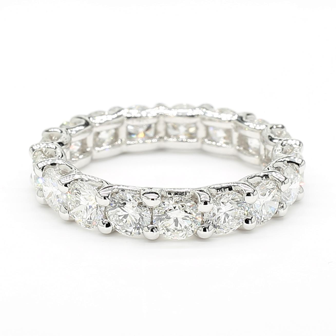 Natural White Round Diamond 3.60 Carat TW White Gold Eternity Band