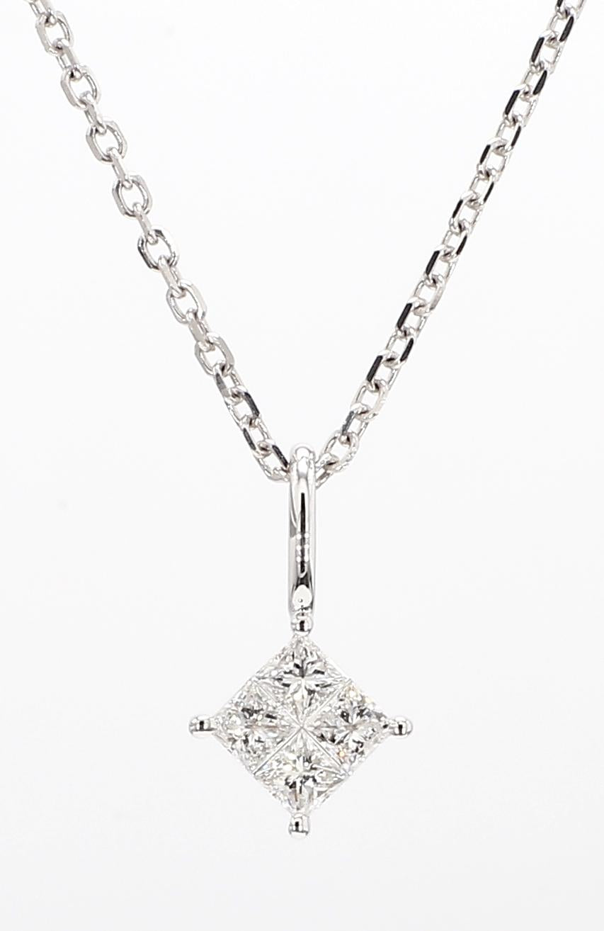 Natural White Round Diamond .37 Carat TW White Gold Drop Pendant