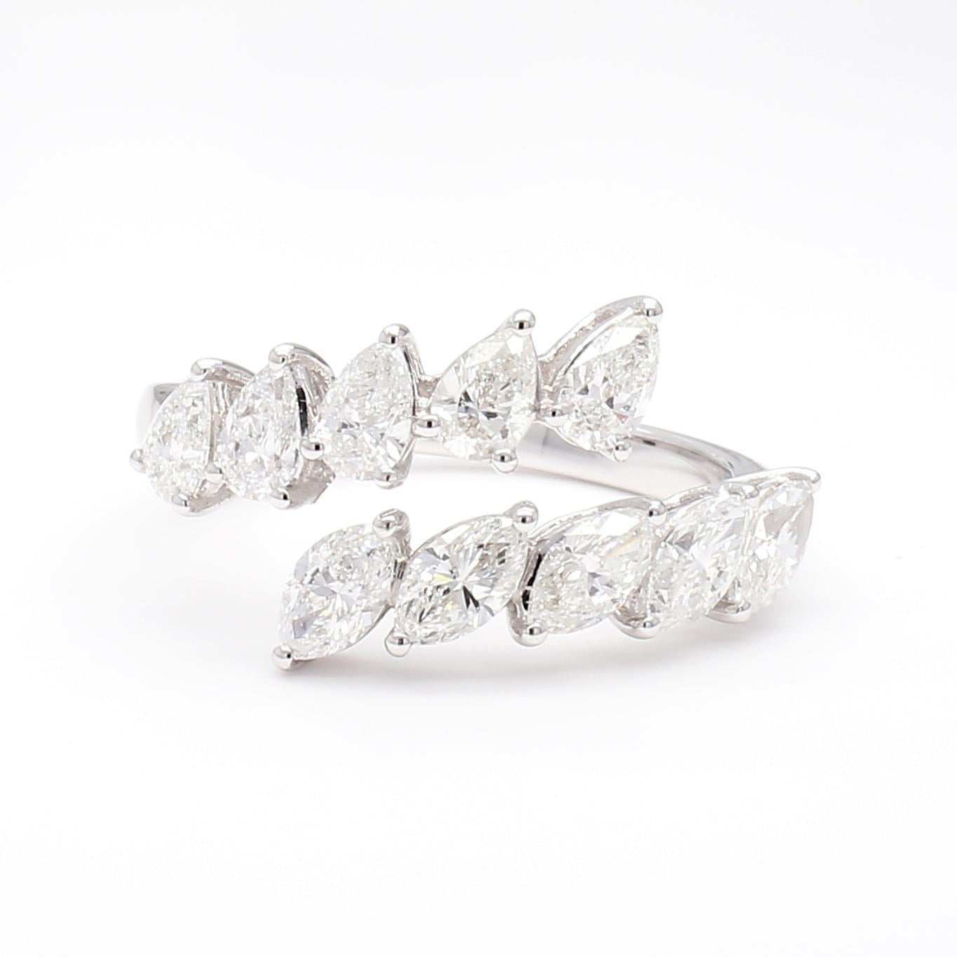 Natural White Marquise Diamond 1.65 Carat TW White Gold Cocktail Band