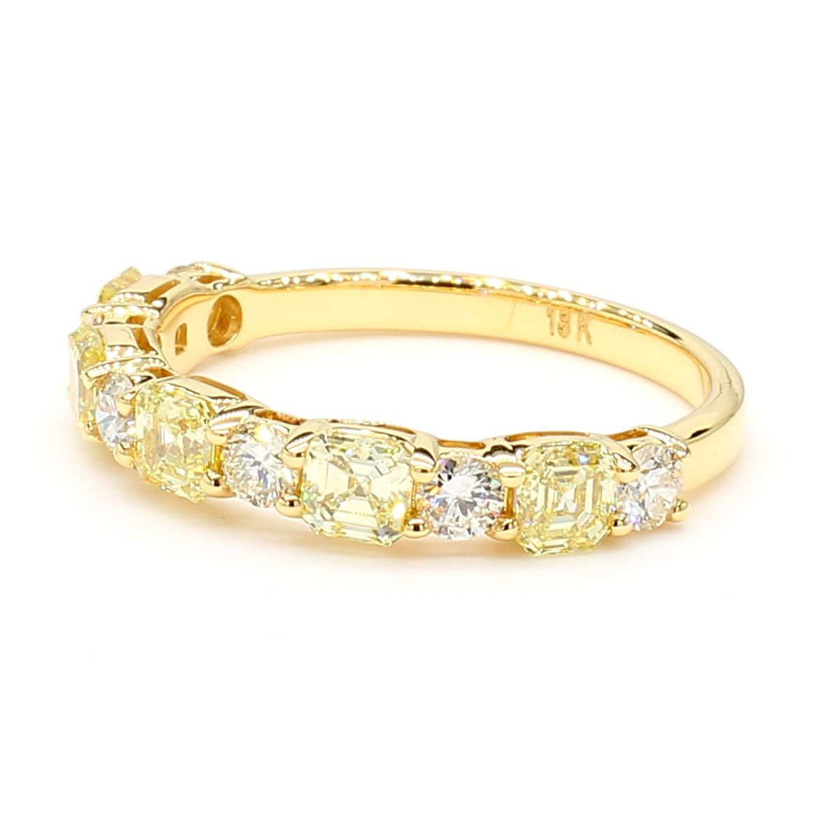 Natural Yellow Cushion Diamond 1.64 Carat TW Gold Cocktail Band