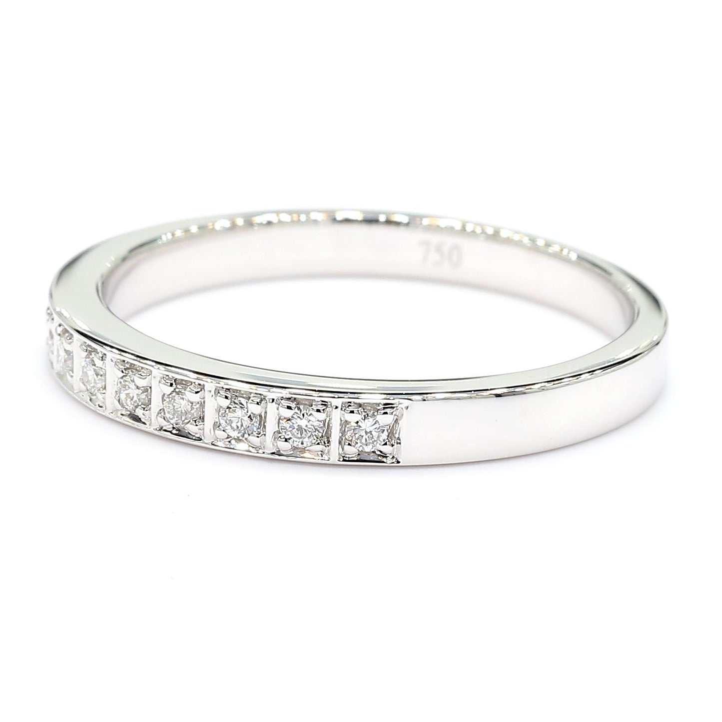 Natural White Round Diamond 0.10 Carat TW White Gold Wedding Band