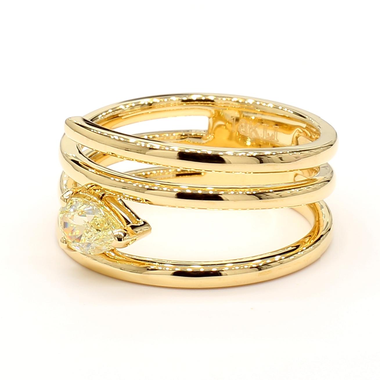 Natural Yellow Pear Diamond .50 Carat TW Yellow Gold Cocktail Ring