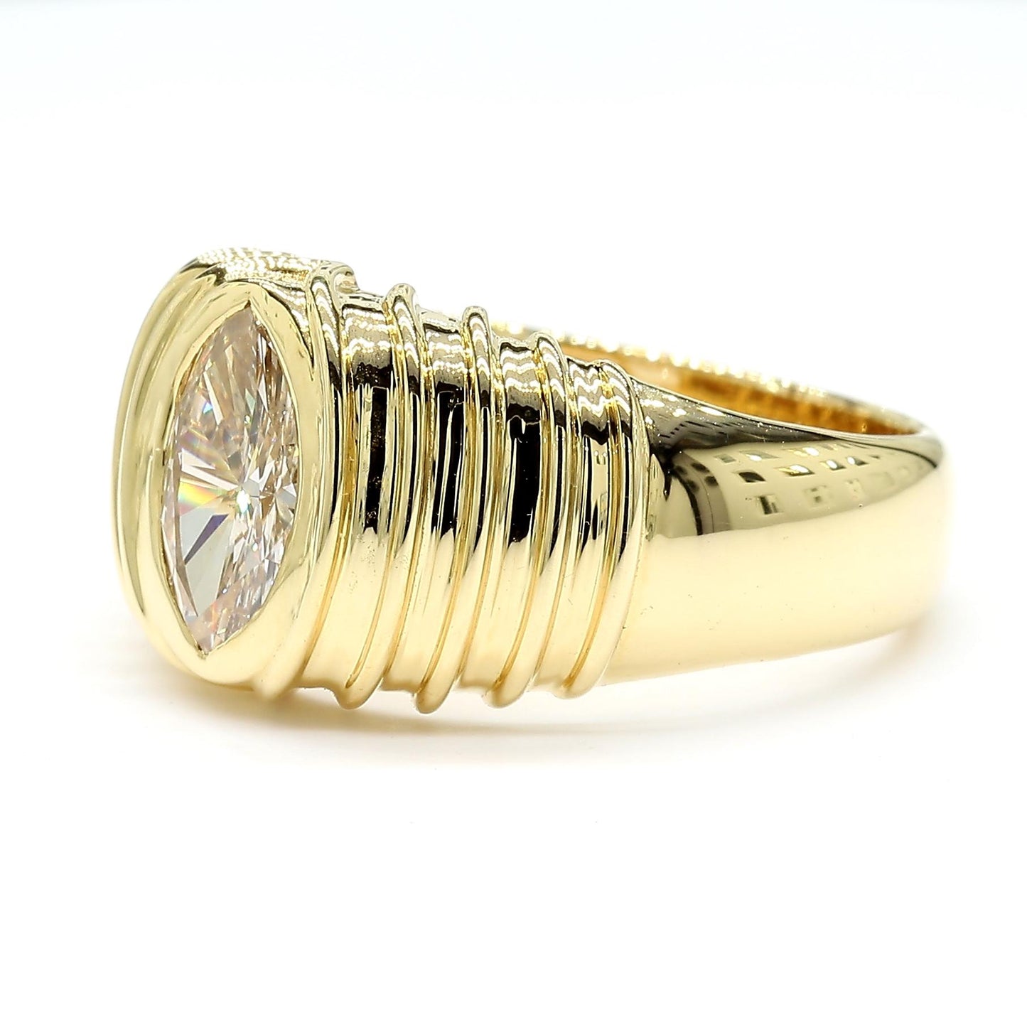 Natural White Marquise Diamond 0.73 Carat TW Yellow Gold Cocktail Band