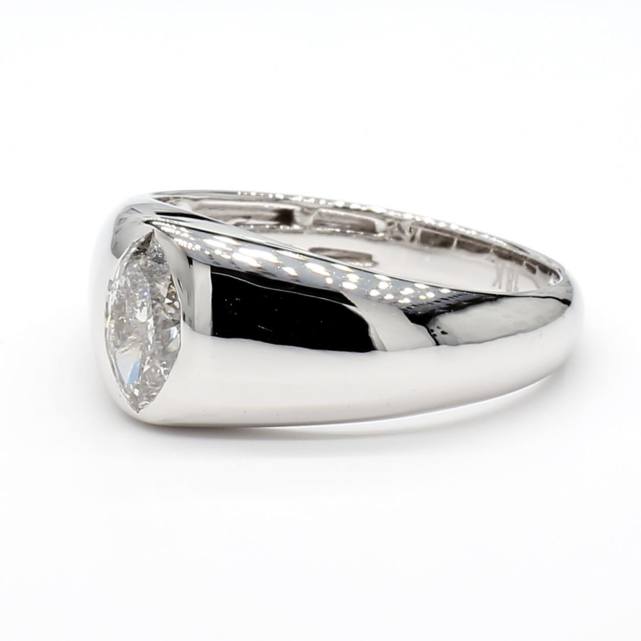 Natural White Marquise Diamond 0.62 Carat TW White Gold Cocktail Band