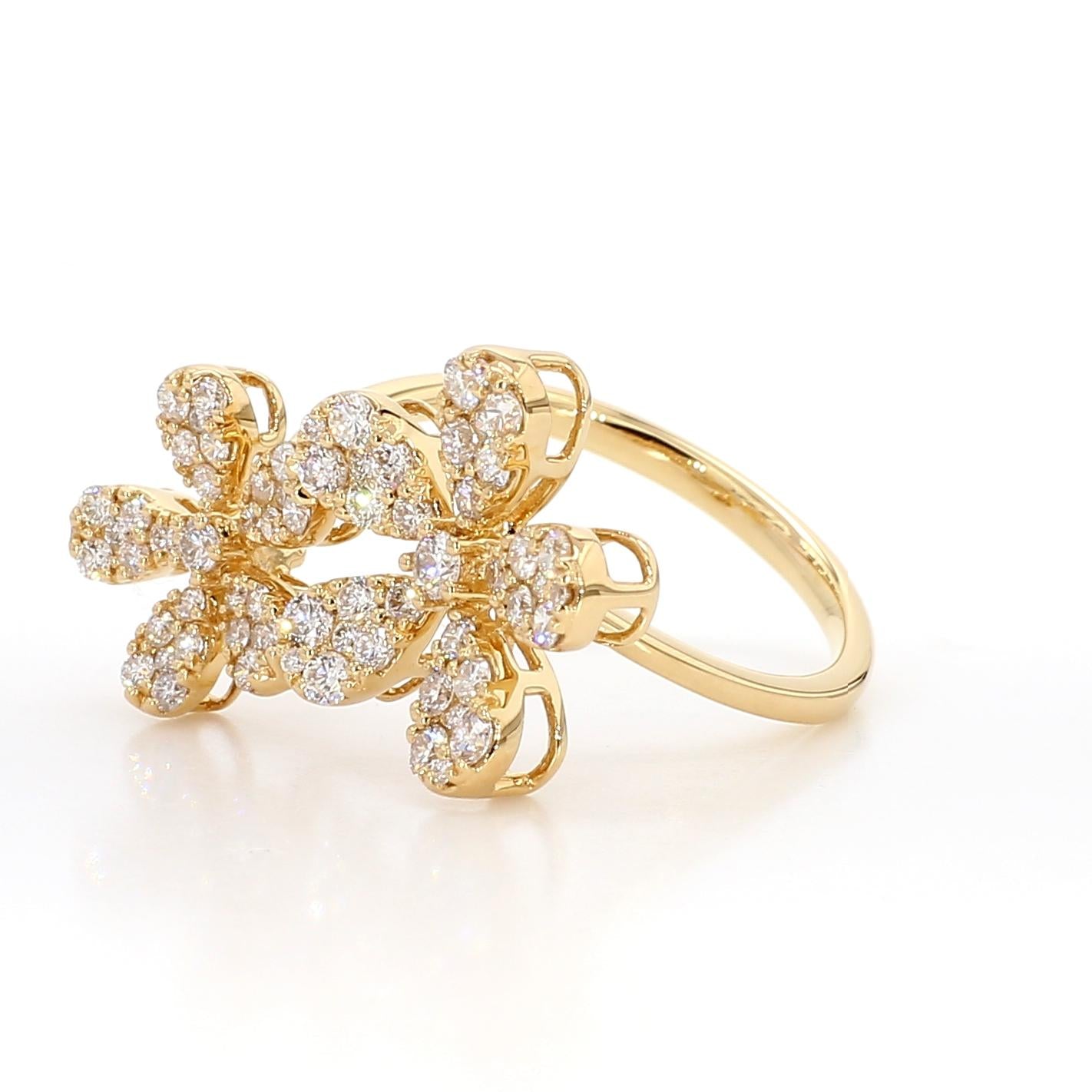 Natural White Round Diamond 0.79 Carat TW Yellow Gold Cocktail Band