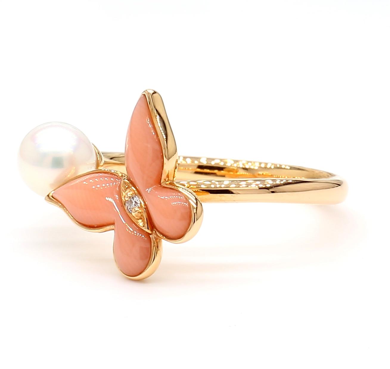 Natural Pearl and White Diamond .55 Carat TW Rose Gold Fashion Ring