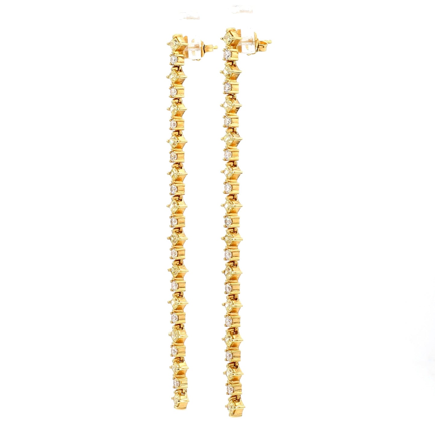 Natural Yellow Radiant Diamond 2.67 Carat TW Gold Drop Earrings