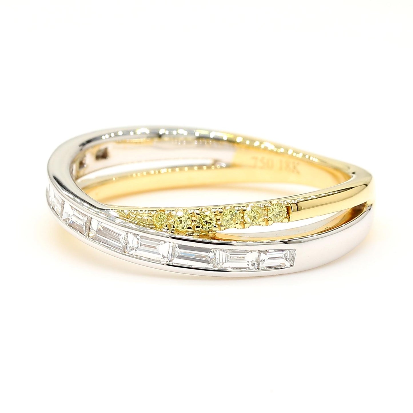 Natural White Baggette Diamond .48 Carat TW Gold Cocktail Band
