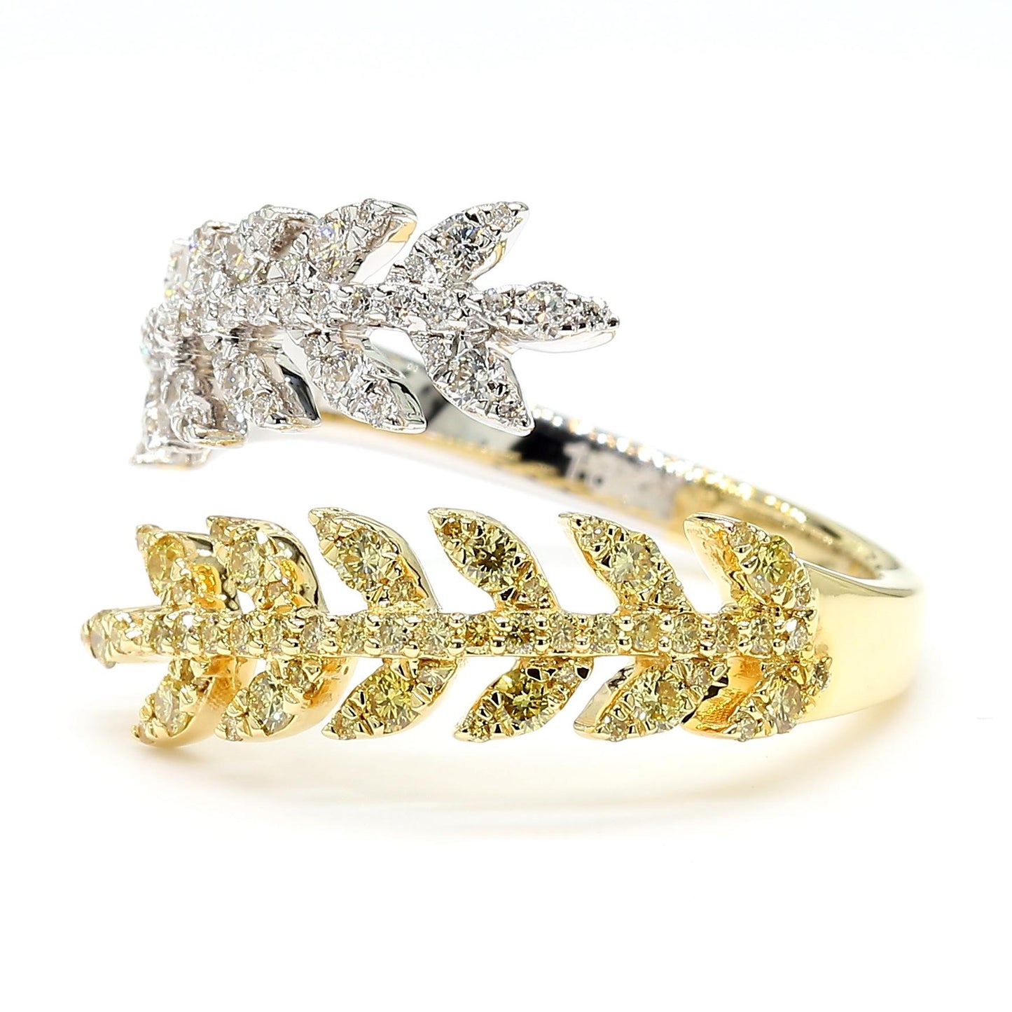 Natural Yellow Round Diamond 0.65 Carat TW Gold Cocktail Ring
