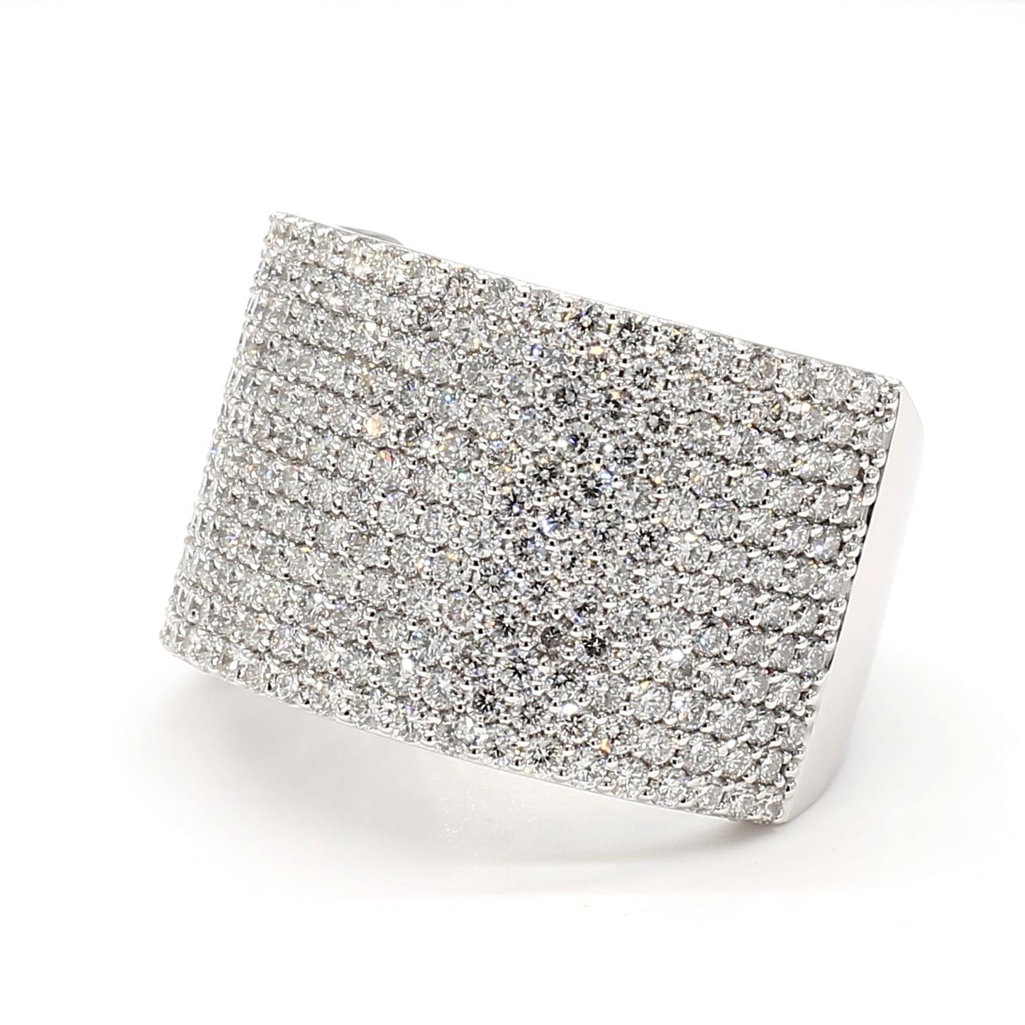 Natural White Round Diamond 2.33 Carat TW White Gold Cocktail Band
