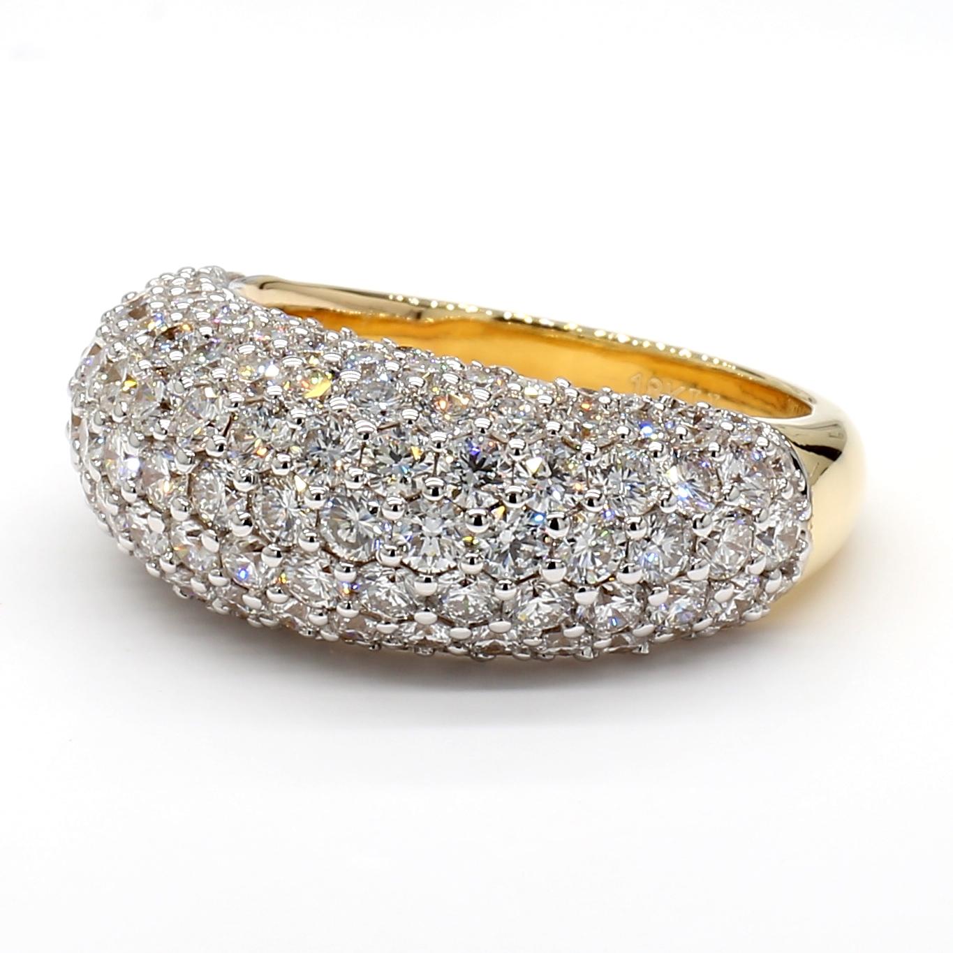 Natural White Round Diamond 3.53 Carat TW White Gold Cocktail Band