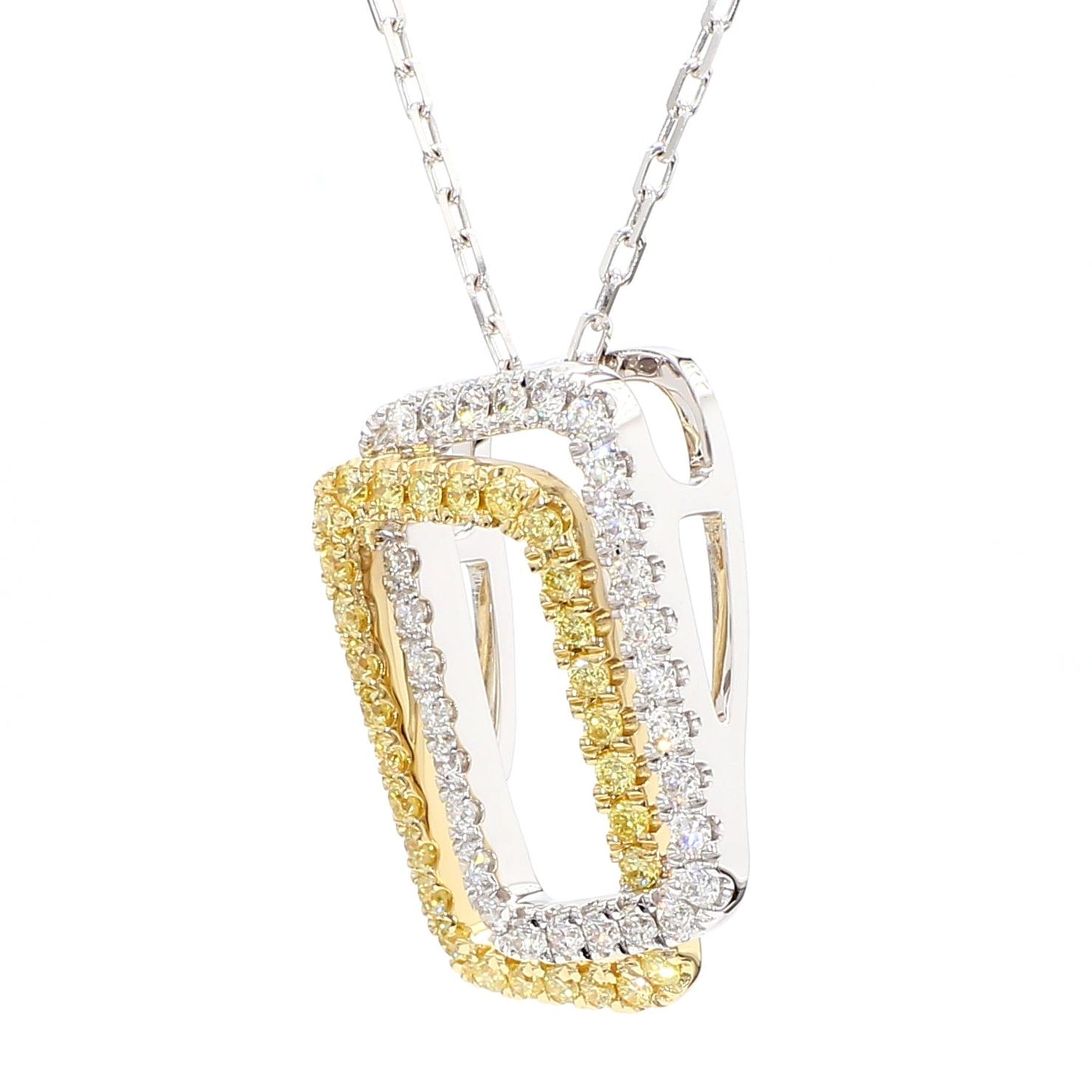 Natural Yellow Round and White Diamond 0.66 Carat TW Gold Drop Pendant