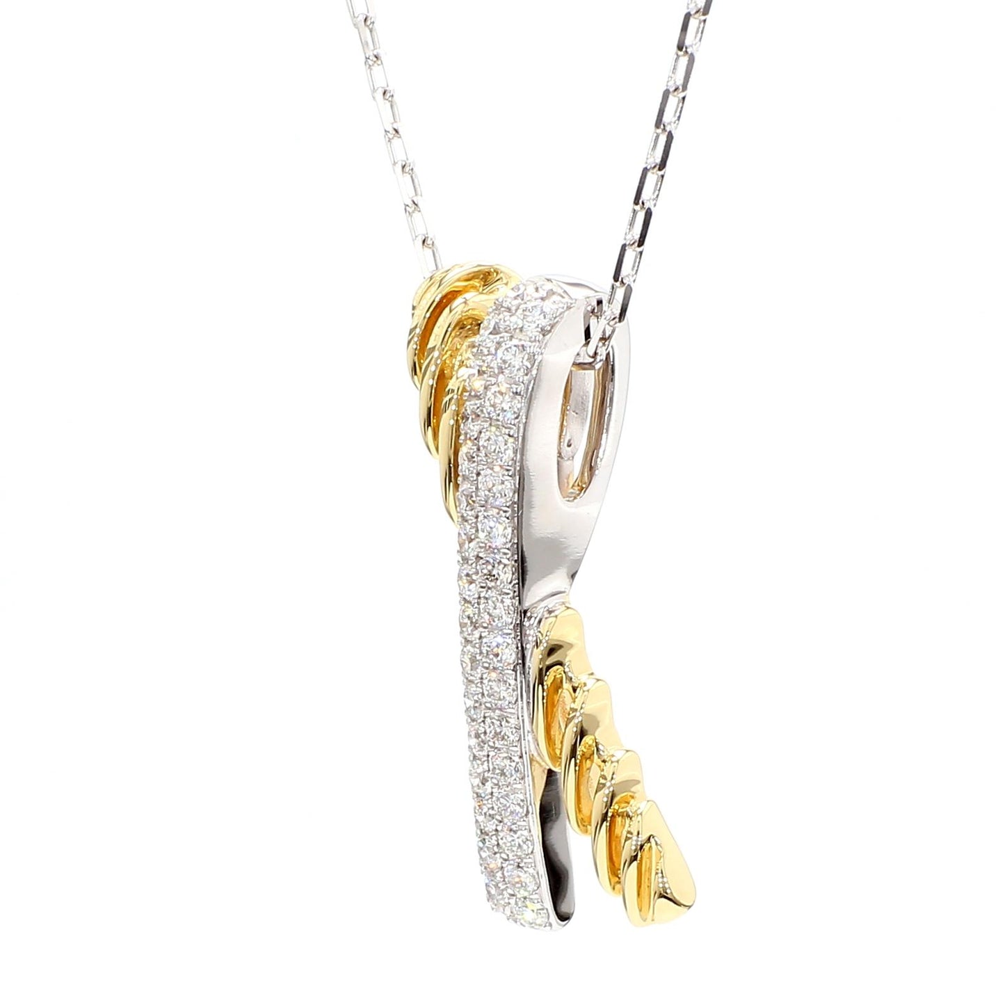 Natural White Round Diamond 0.38 Carat TW Gold Drop Pendant