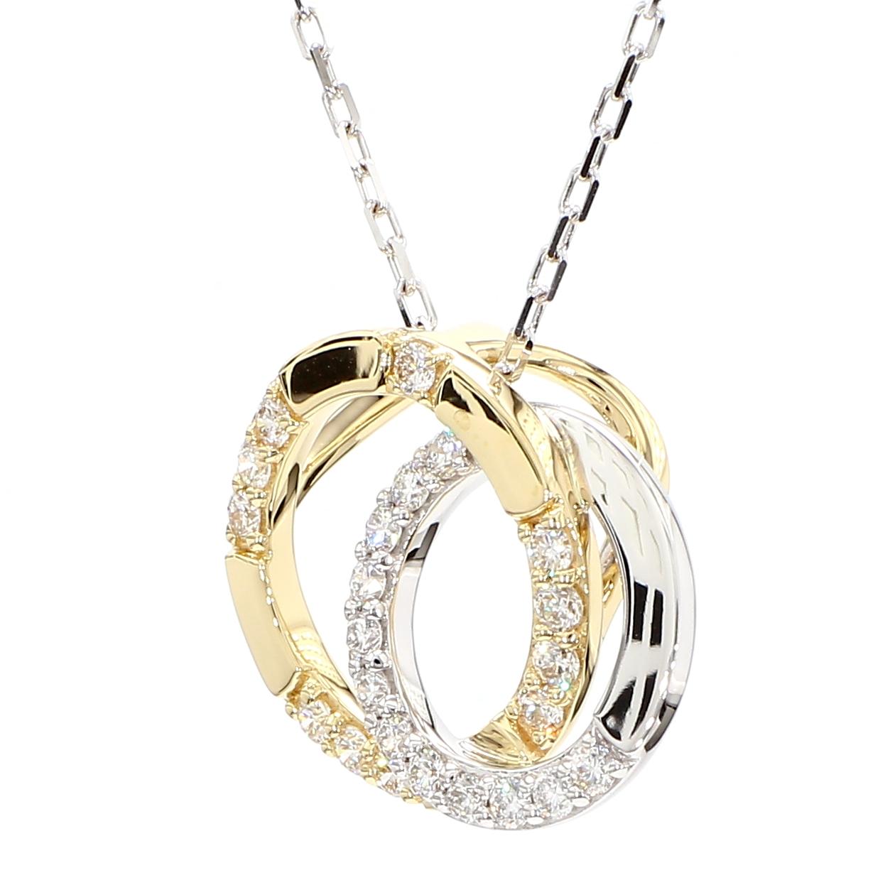 Natural White Round Diamond 0.47 Carat TW Gold Drop Pendant