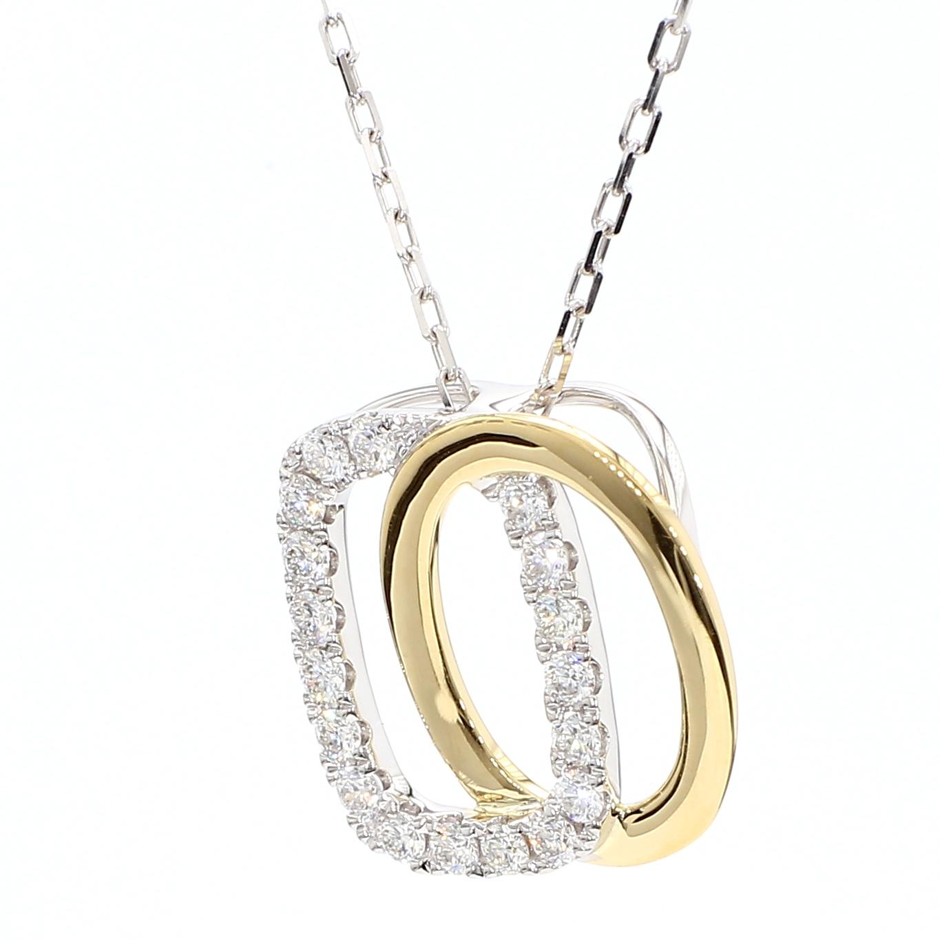Natural White Round Diamond 0.47 Carat TW Gold Drop Pendant