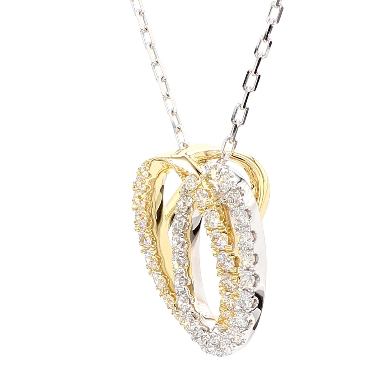 Natural White Round Diamond 0.56 Carat TW Gold Drop Pendant