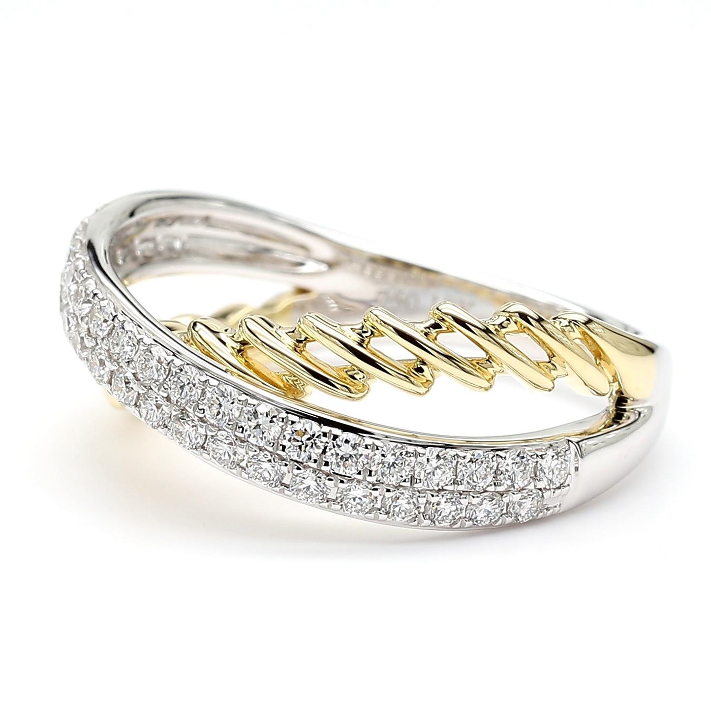 Natural White Round Diamond 0.52 Carat TW Gold Cocktail Band