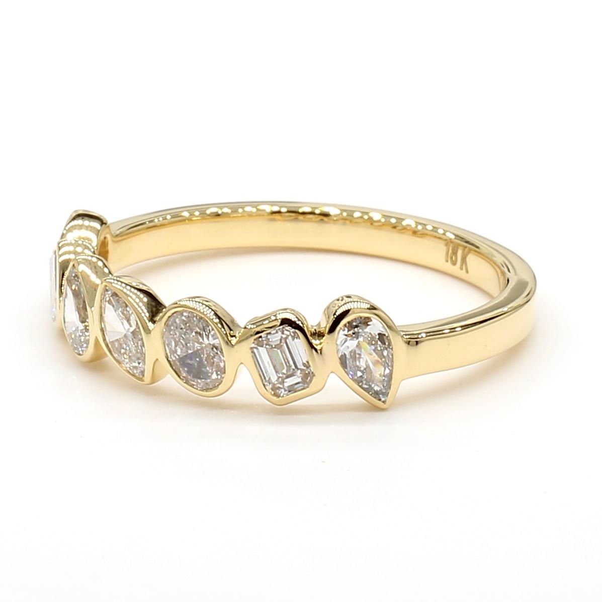 Natural White Emerald Diamond 0.73 Carat TW Yellow Gold Cocktail Band