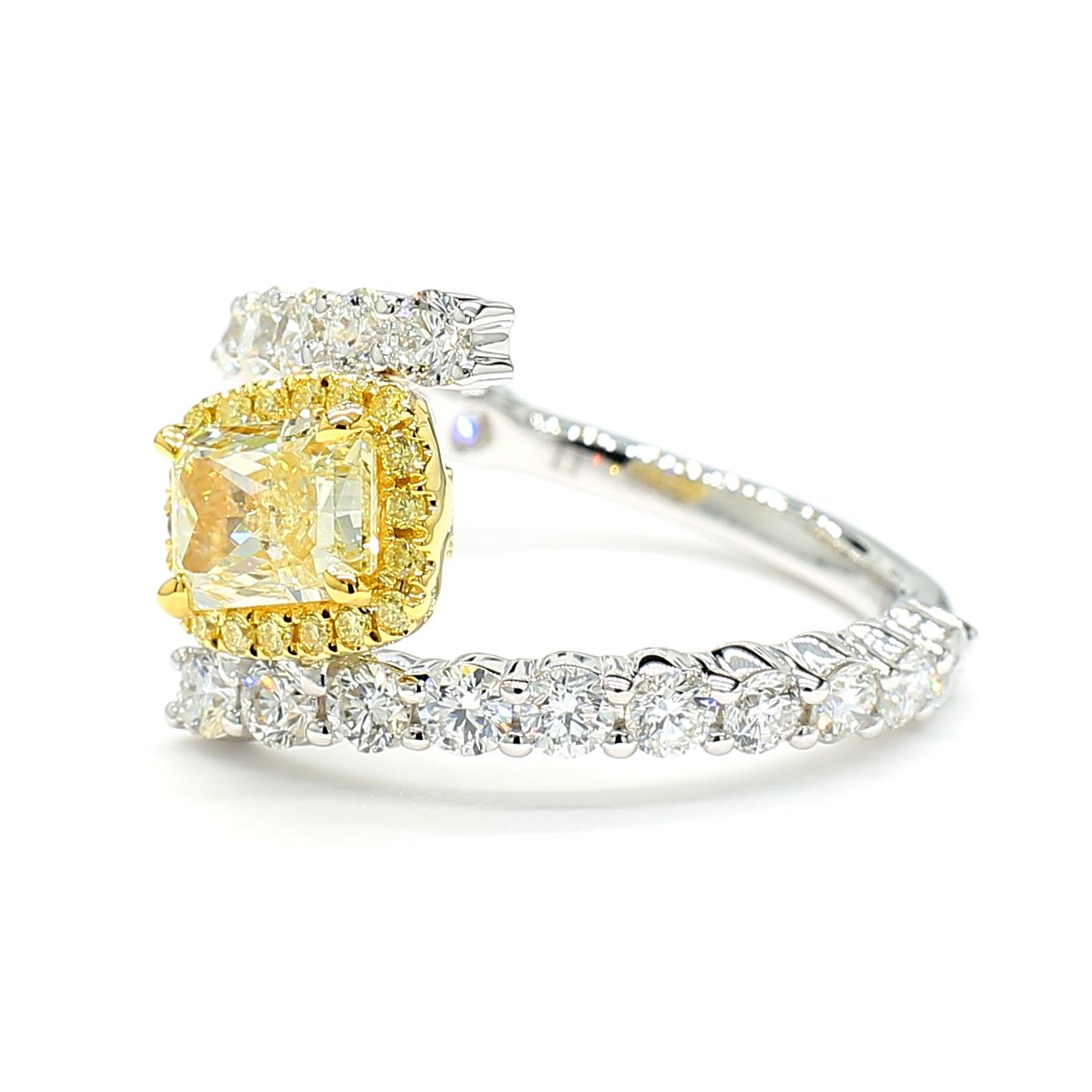 GIA Certified Natural Yellow Radiant Diamond 2.34 Carat TW Gold Cocktail Ring