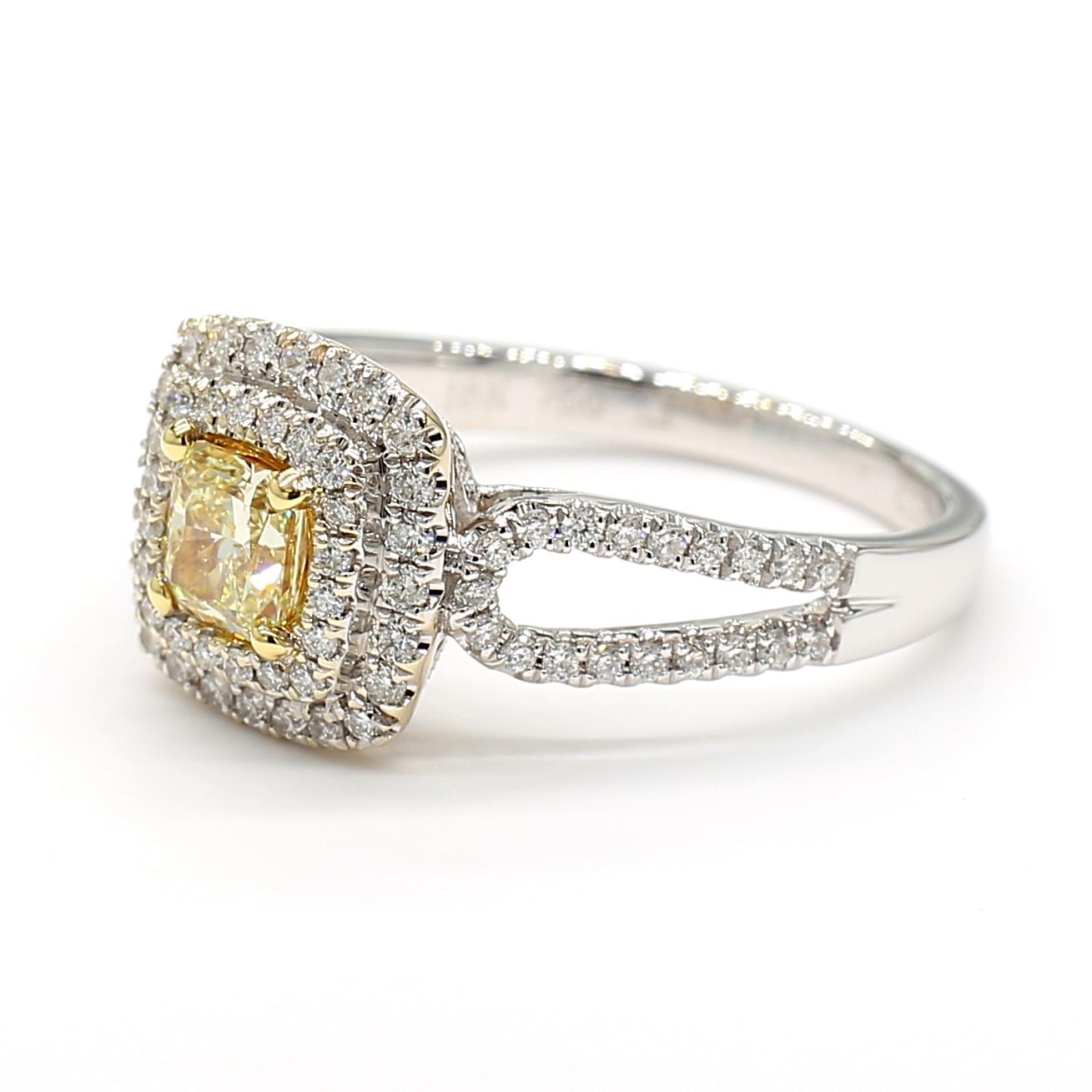 Natural Yellow Radiant Diamond 0.87 Carat TW Gold Cocktail Ring