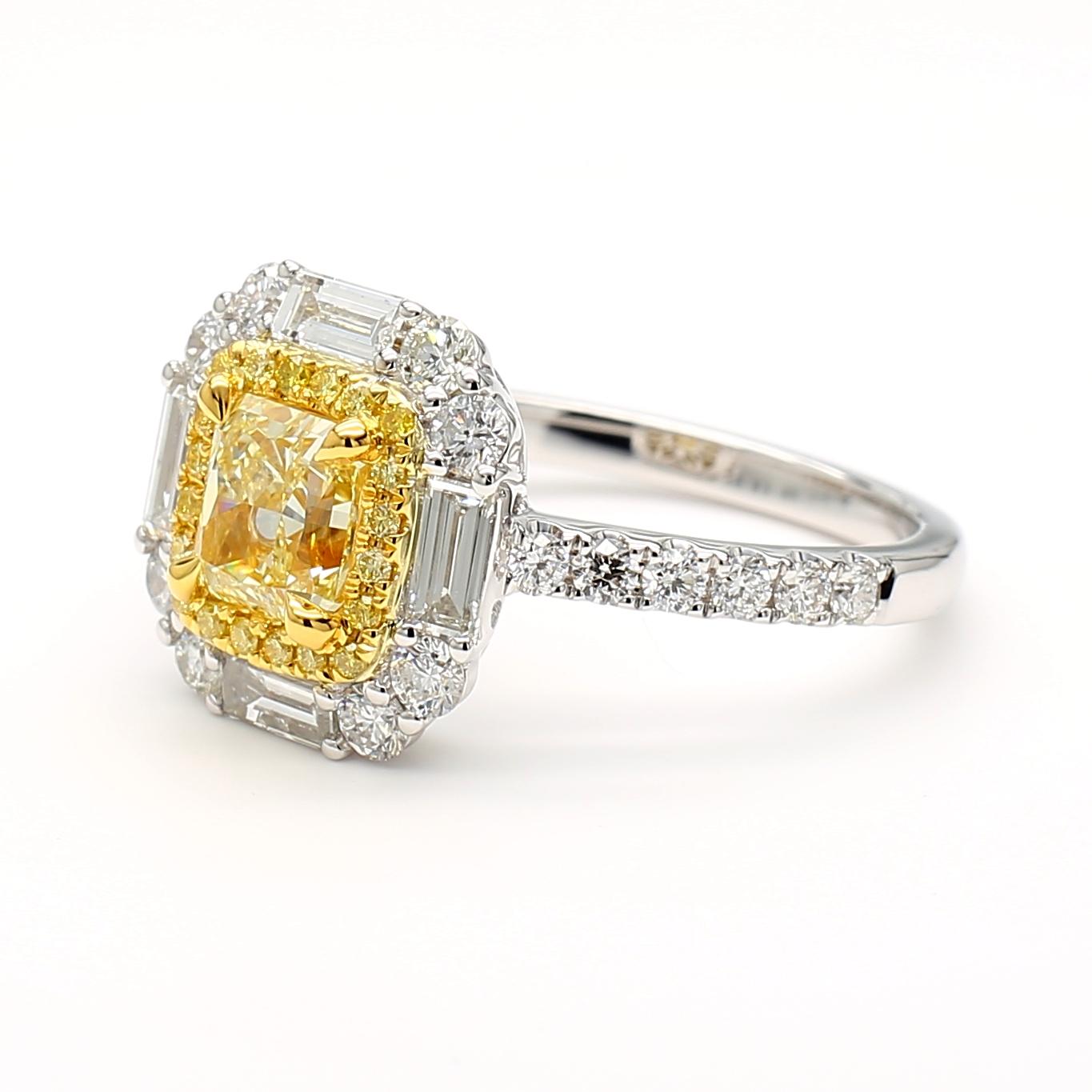 GIA Certified Natural Yellow Radiant Diamond 2.07 Carat TW Gold Cocktail Ring