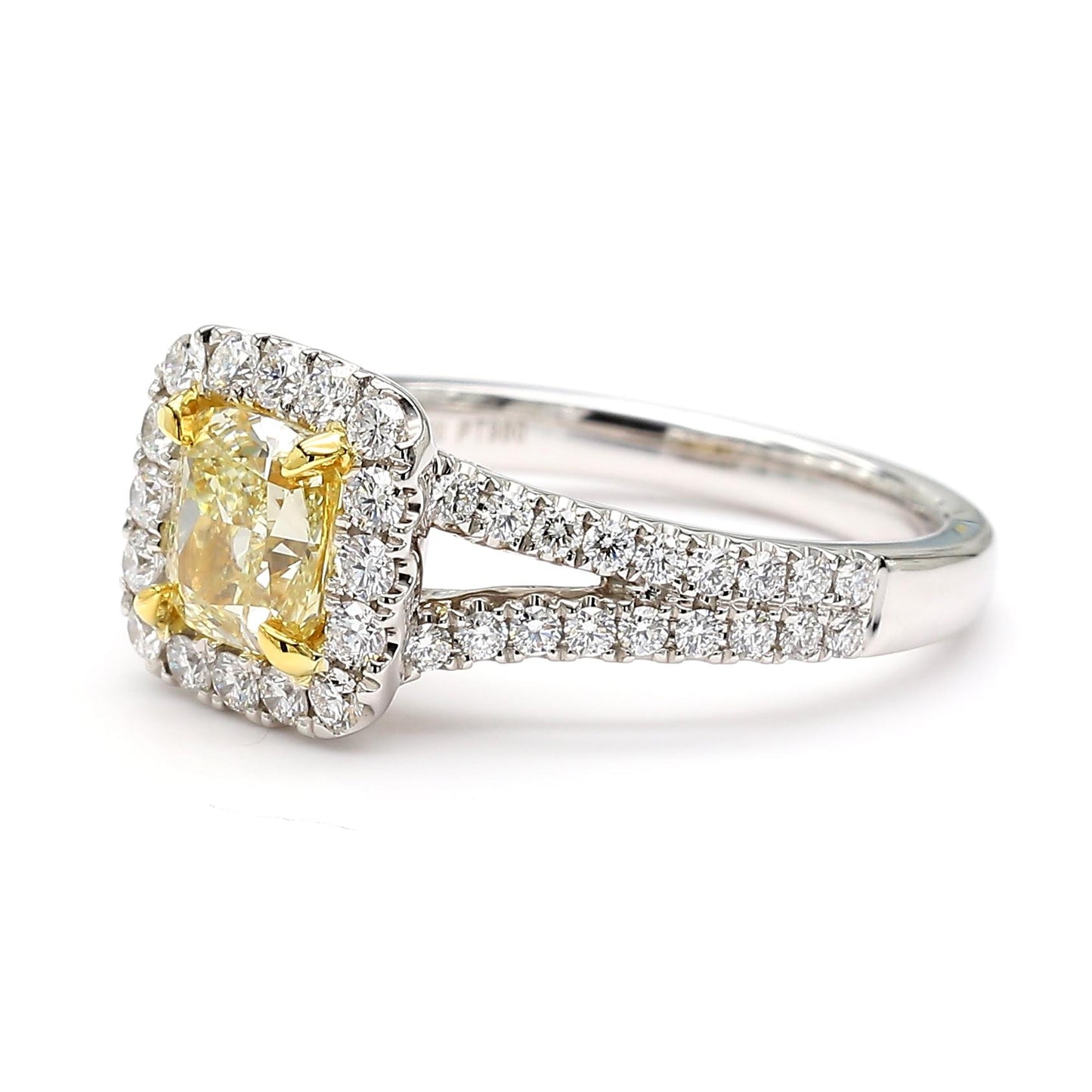 GIA Certified Natural Yellow Cushion Diamond 1.67 Carat TW Gold Cocktail Ring