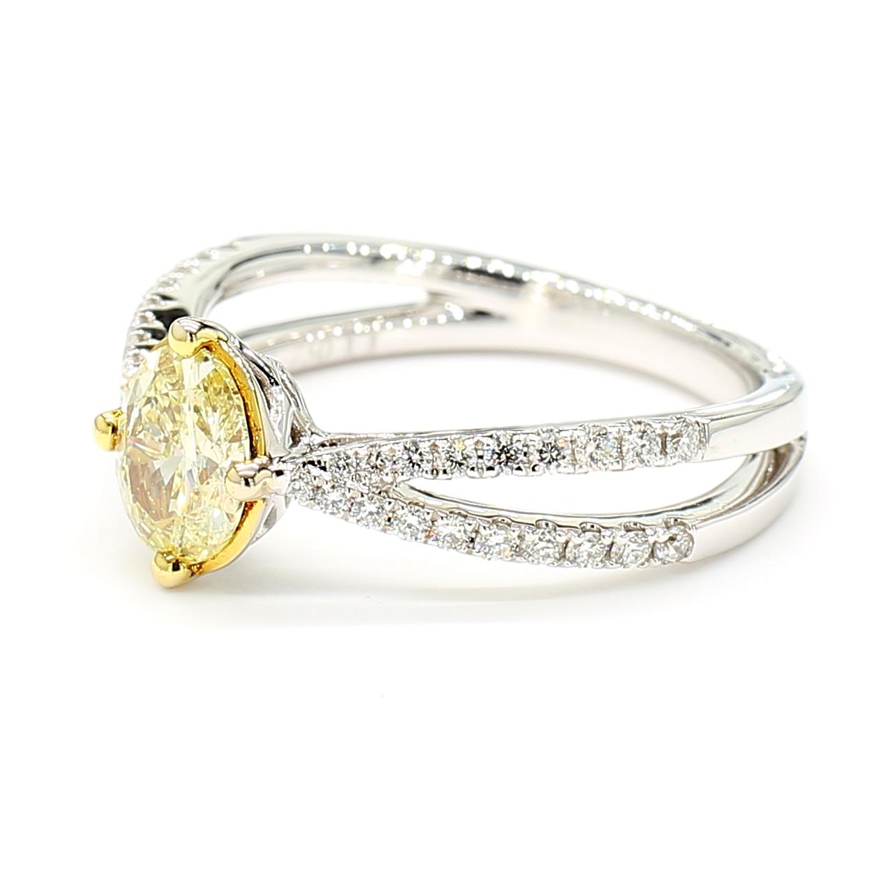 Natural Yellow Oval Diamond .99 Carat TW Gold Cocktail Ring